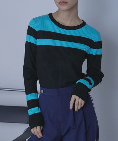 マルチボーダーリブニット【miette ミエット】 | titivate