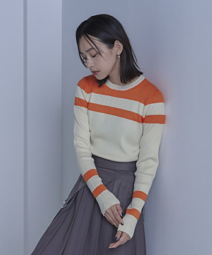 マルチボーダーリブニット【miette ミエット】 | titivate