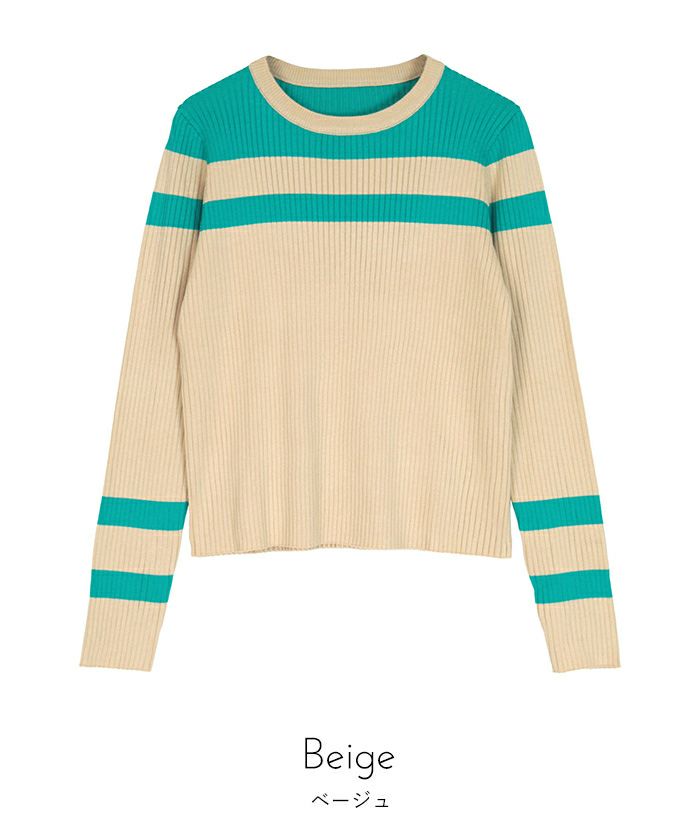 マルチボーダーリブニット【miette ミエット】 | titivate