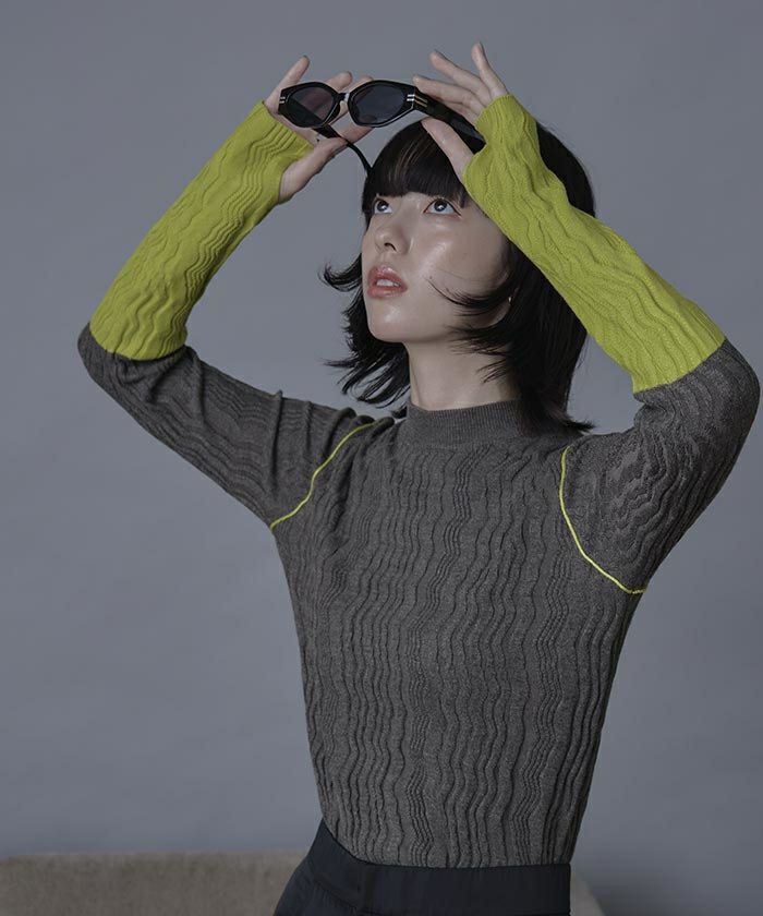 ジグザグリブ配色ニット【miette ミエット】 | titivate