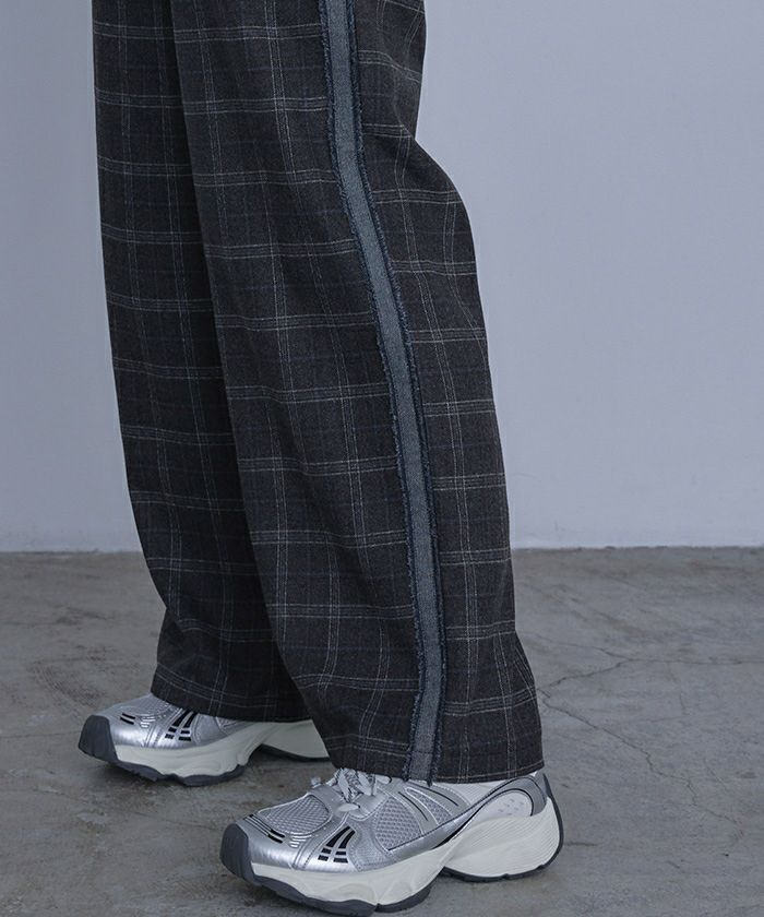 サイドラインチェックワイドパンツ【miette ミエット】 | titivate