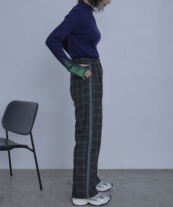 サイドラインチェックワイドパンツ【miette ミエット】 | titivate