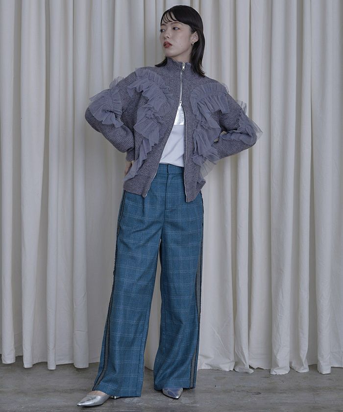 サイドラインチェックワイドパンツ【miette ミエット】 | titivate