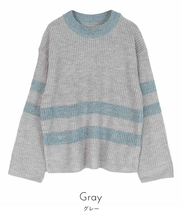 片畔編みラメボーダーニット【miette ミエット】 | titivate