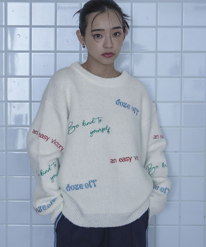 カラフルロゴ刺繍ニット【miette ミエット】 | titivate