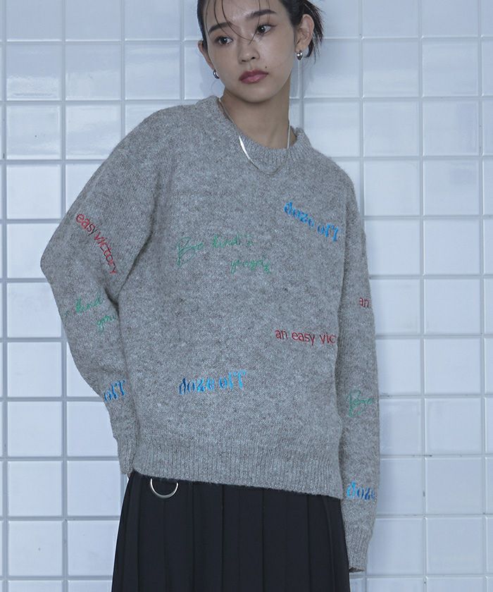 カラフルロゴ刺繍ニット【miette ミエット】 | titivate