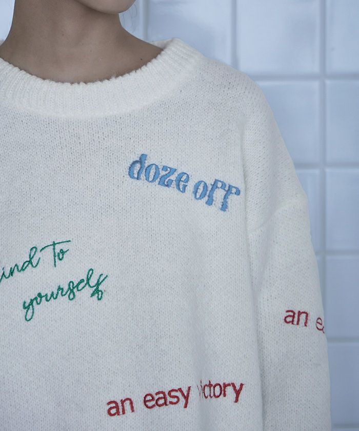 カラフルロゴ刺繍ニット【miette ミエット】 | titivate