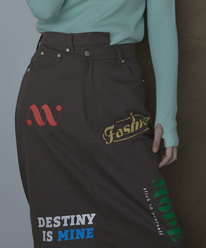 アシメデザインプリントツイルスカート【miette ミエット】 | titivate