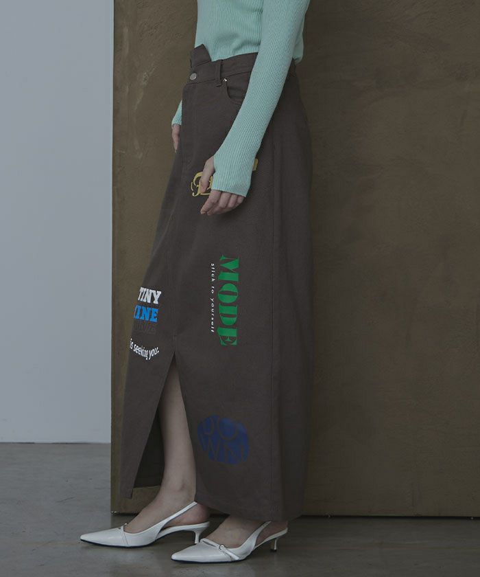 アシメデザインプリントツイルスカート【miette ミエット】 | titivate