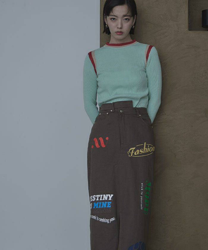 アシメデザインプリントツイルスカート【miette ミエット】 | titivate