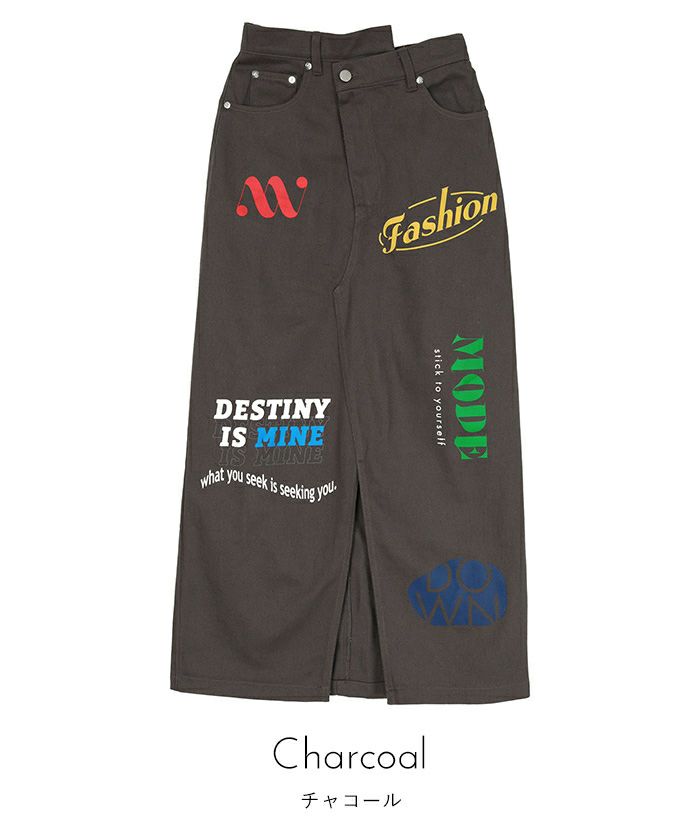 アシメデザインプリントツイルスカート【miette ミエット】 | titivate