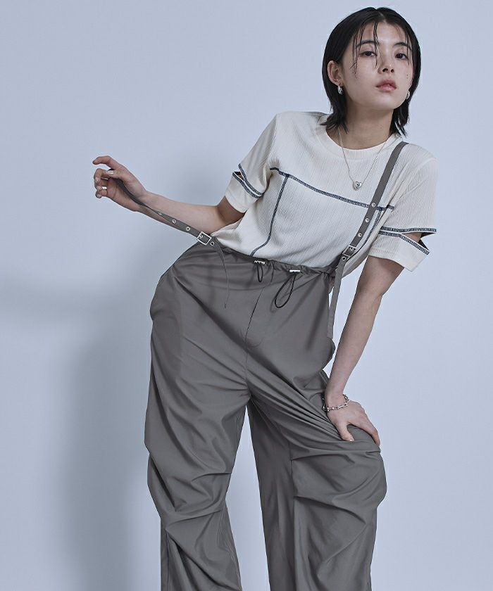 サスペンダー付きパラシュートパンツ【miette ミエット】 | titivate