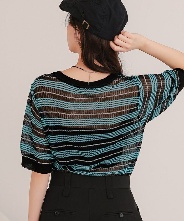 マルチボーダーシアートップス【miette ミエット】【メール便可／50