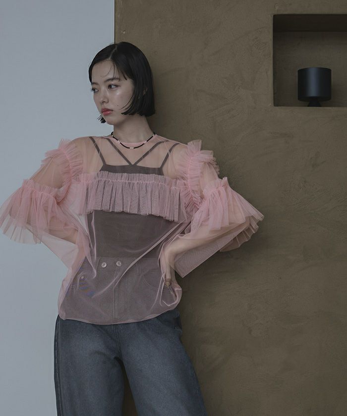 チュールフリルプルオーバー【miette ミエット】【メール便可／25