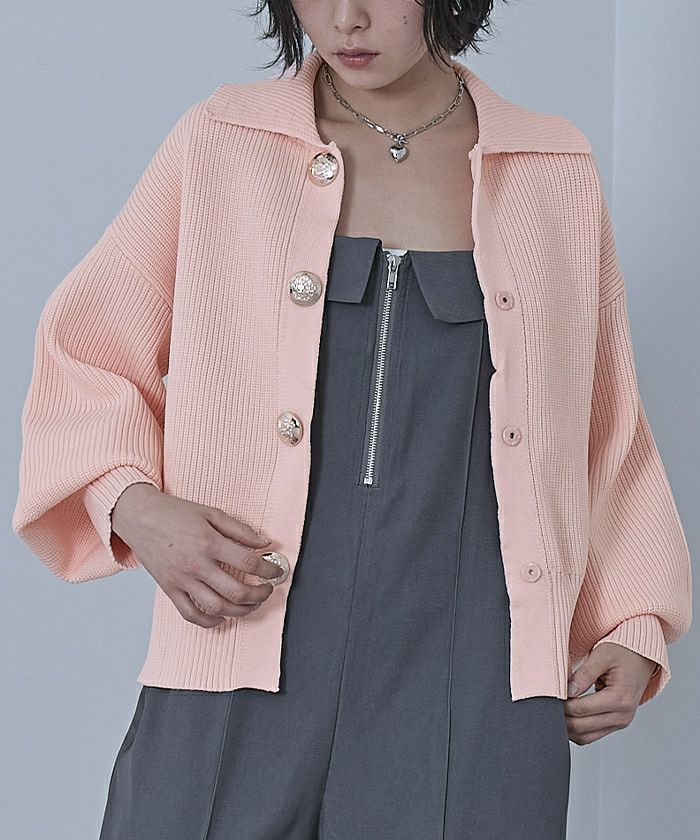 BIGボタン襟付きニットカーディガン【miette ミエット】 | titivate