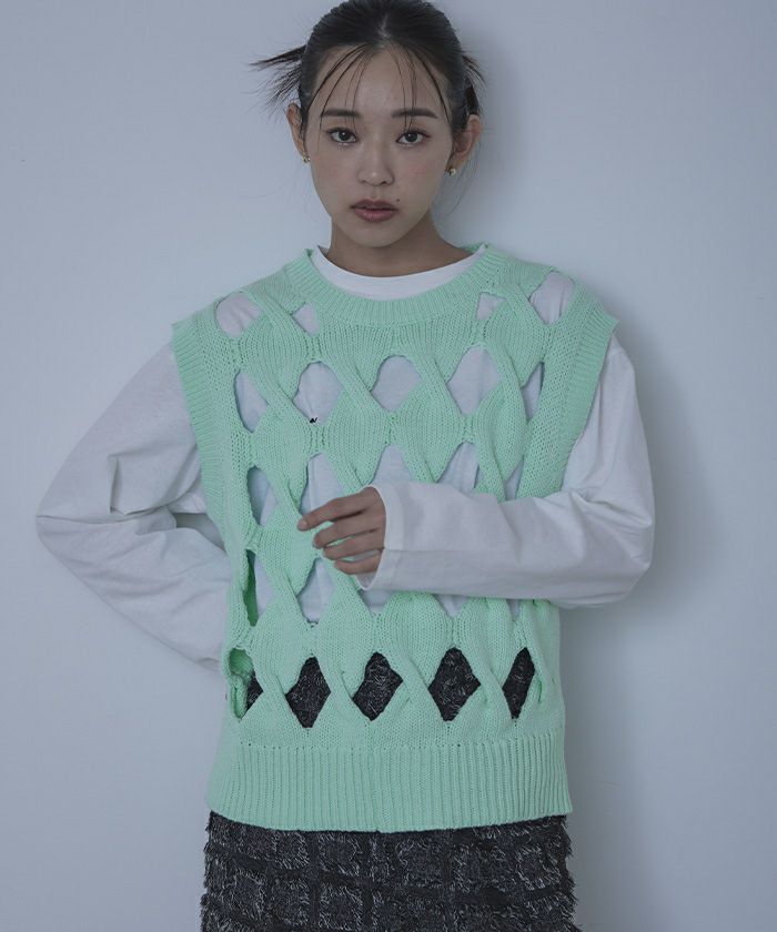 TSUHARU ケーブル編み ニットベスト ケーブル編みニットベスト | 京都