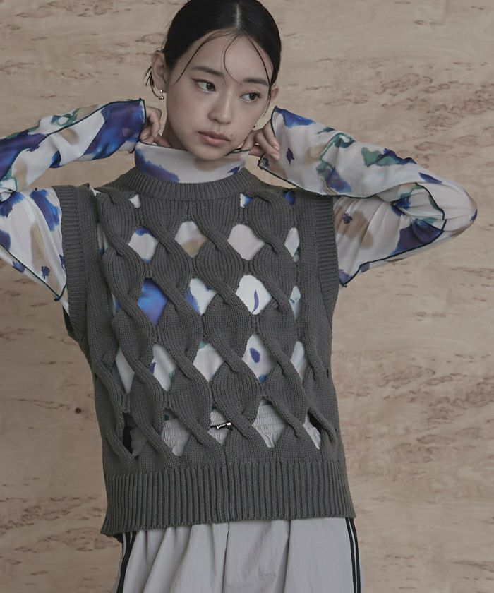 新品未使用　TWINSET ACTITUDE ケーブルニット パデッドベスト スラッシュケーブルニットベスト【miette ミエット】 | titivate