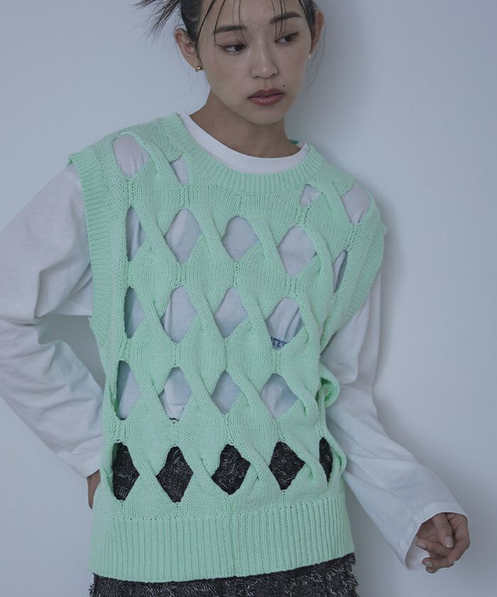 スラッシュケーブルニットベスト【miette ミエット】 | titivate