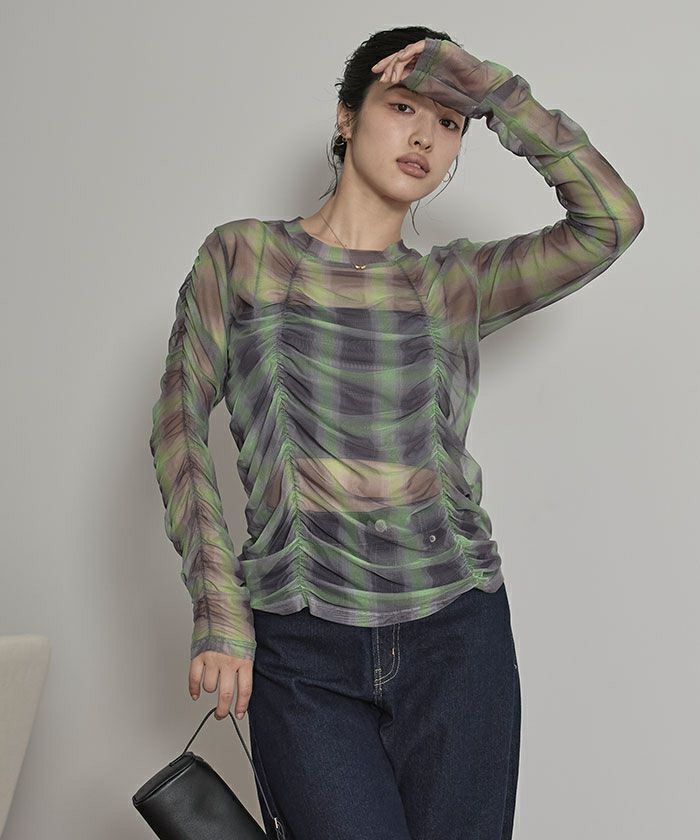 シャーリングシアートップス【miette ミエット】【メール便可／70