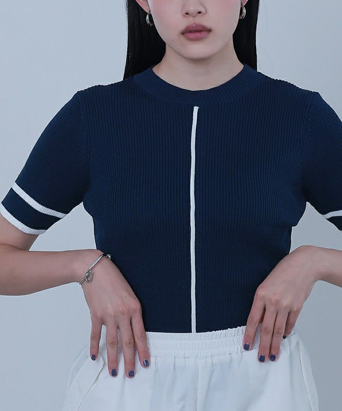 配色ラインリブトップス【miette ミエット】【メール便可／100