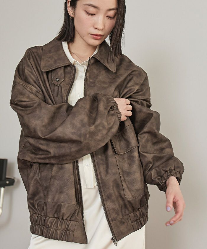 ゾンメルスキー ムラ染めフェイクレザーブルゾン【miette ミエット】 | titivate