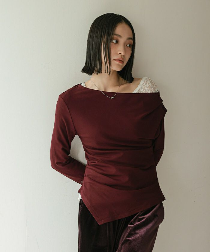 アシンメトリーオフショルダートップス【miette ミエット】【メール便