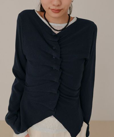 フロントギャザーボタンニット【miette ミエット】 | titivate