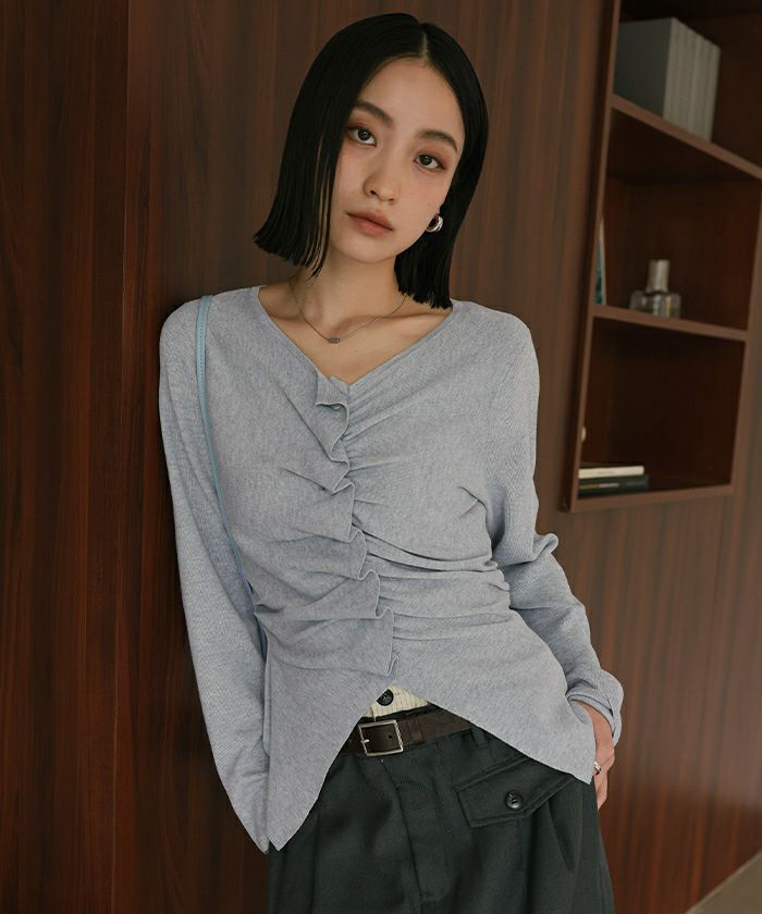 フロントギャザーボタンニット【miette ミエット】 | titivate