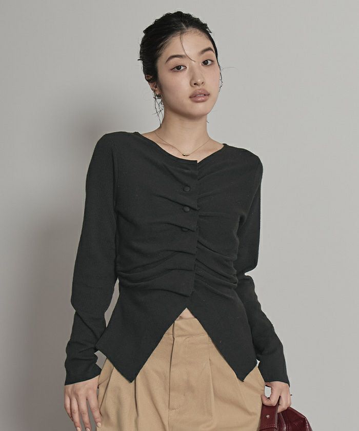 フロントギャザーボタンニット【miette ミエット】 | titivate