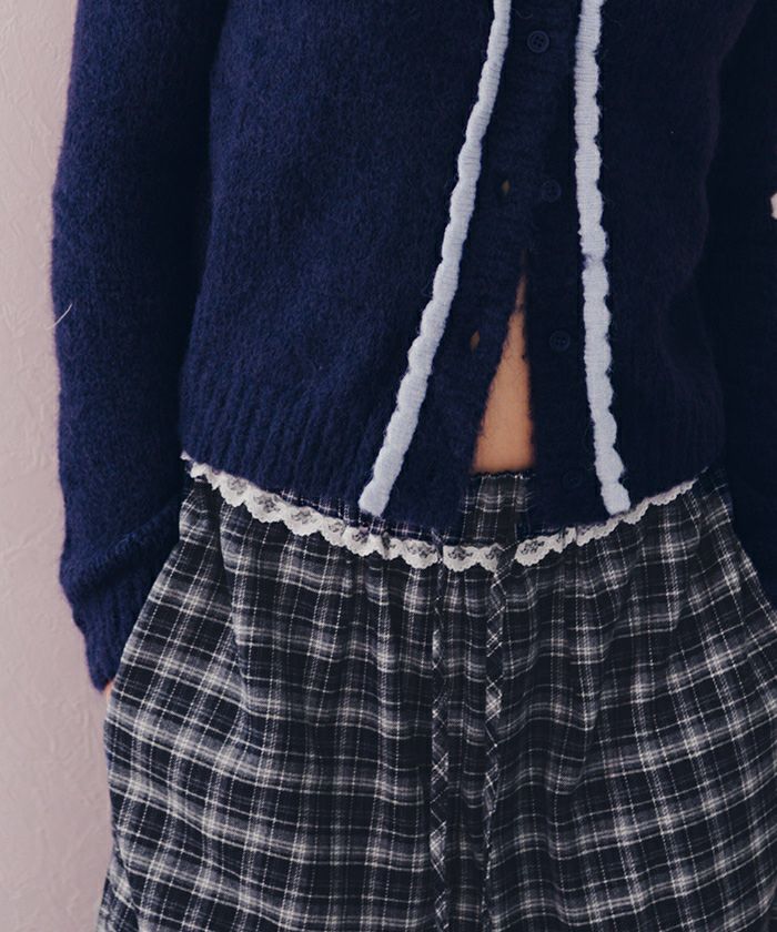 ウエストフリルチェックワイドパンツ【miette ミエット】 | titivate