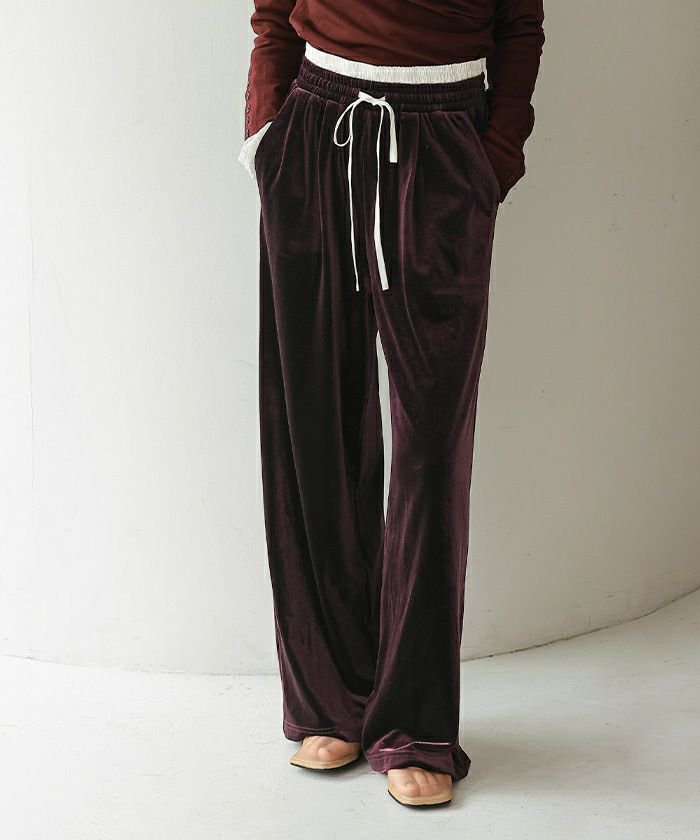 ダブルウエストベロアワイドパンツ【miette ミエット】 | titivate