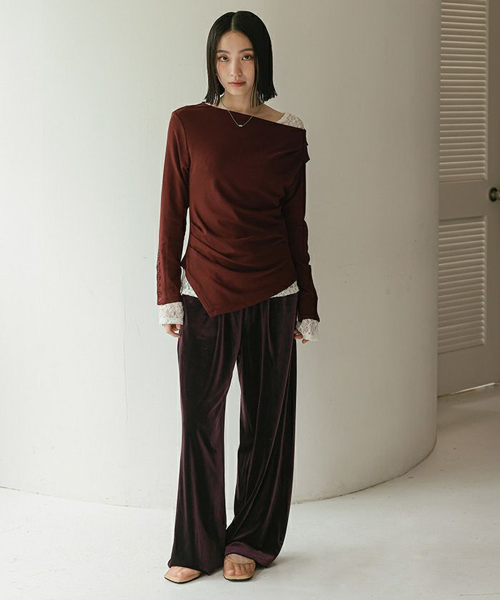 ダブルウエストベロアワイドパンツ【miette ミエット】 | titivate