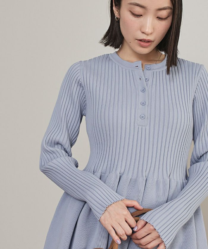 ヘンリーネックペプラムニット【miette ミエット】 | titivate