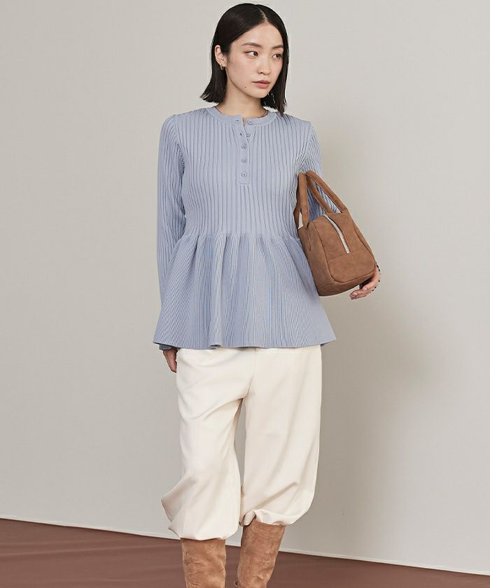 ヘンリーネックペプラムニット【miette ミエット】 | titivate