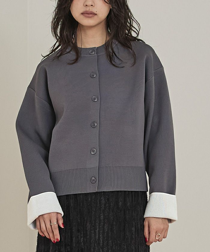 バイカラーデザインニットカーディガン【miette ミエット】 | titivate