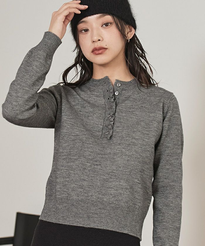 Miette. ページ フリルヘンリーネックニット【miette ミエット】【メール便可／100