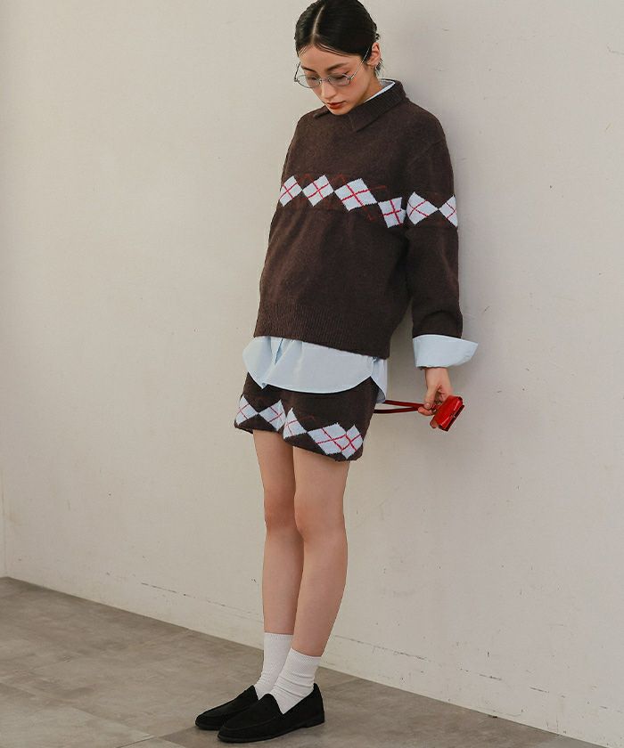 Miette. ページ アーガイルアシンメトリーカラーニット【miette ミエット】 | titivate