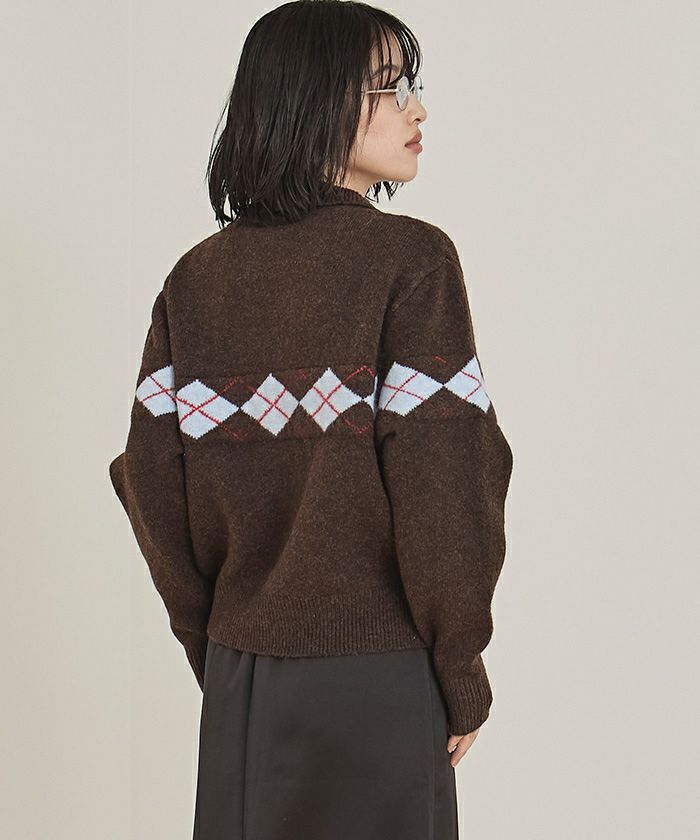 アーガイルアシンメトリーカラーニット【miette ミエット】 | titivate