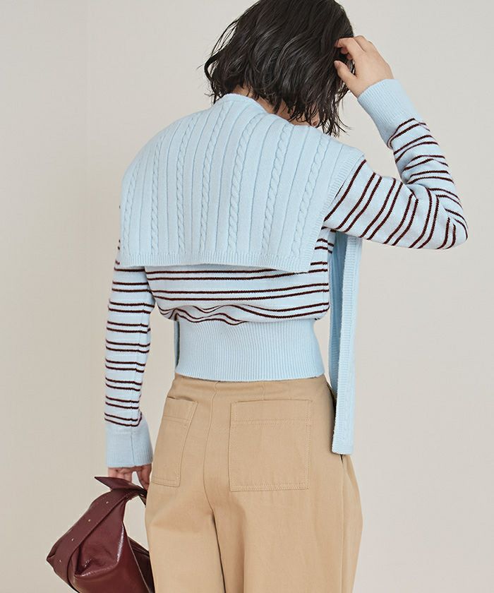 ショール付きマルチボーダーニット【miette ミエット】 | titivate