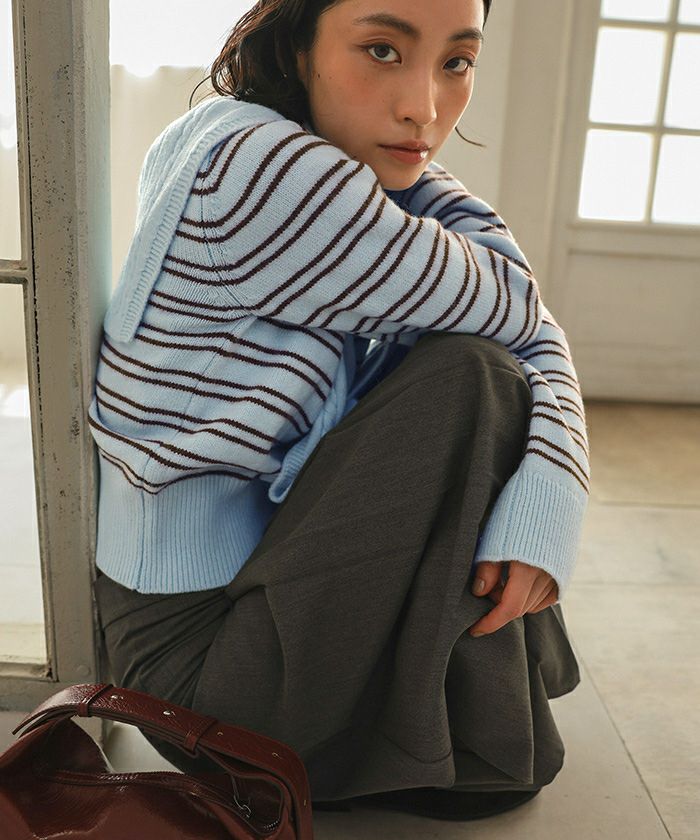 ショール付きマルチボーダーニット【miette ミエット】 | titivate