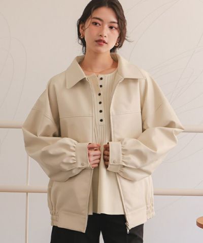  スエード調オーバーサイズジャケット フェイクレザー/スエードオーバージャケット | titivate