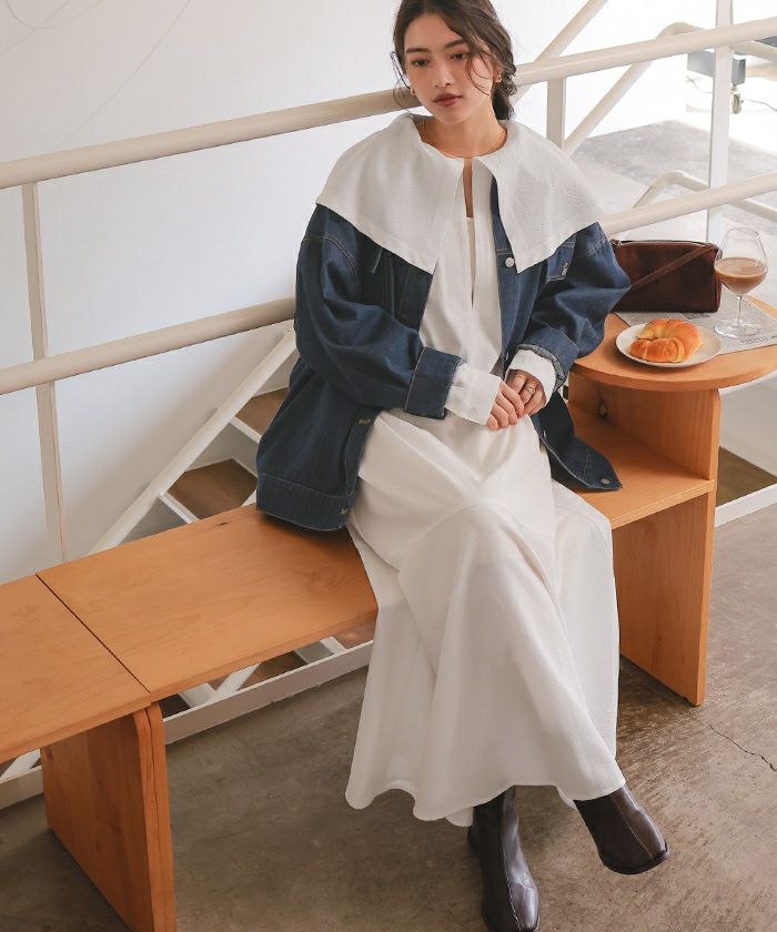 ビッグカラーマーメイドシルエットワンピース | titivate