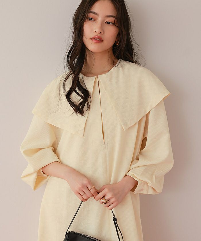 ビッグカラーマーメイドシルエットワンピース | titivate