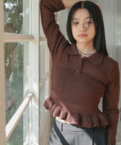 ヘムレースクロップドシャツ【miette ミエット】 | titivate