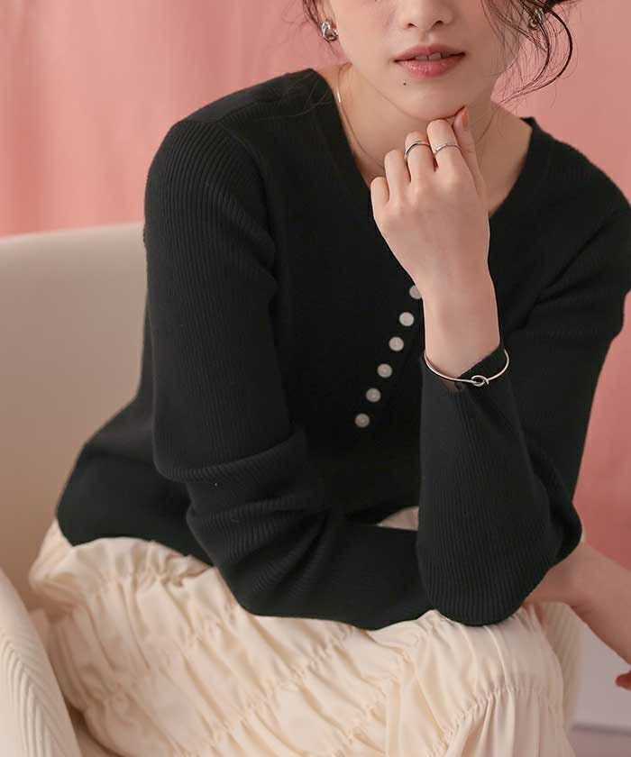 前後2wayUVケア/抗ピルヘンリーネックリブニット | titivate