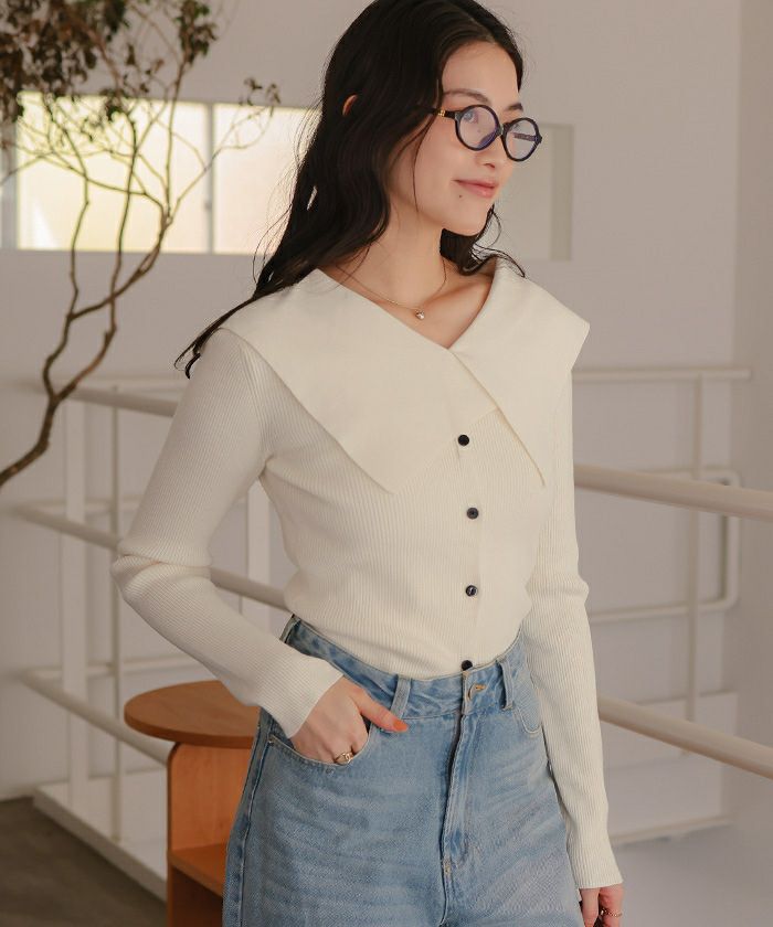 ウェーブラインバイカラートップス【miette ミエット】【メール便可