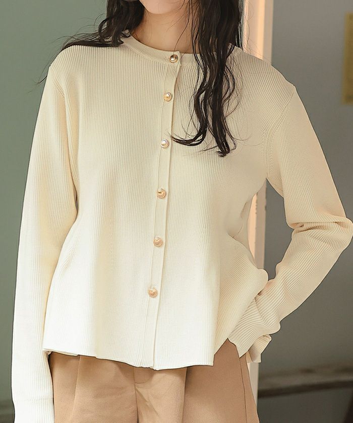 ゴールド釦ペプラムニットカーディガン | titivate