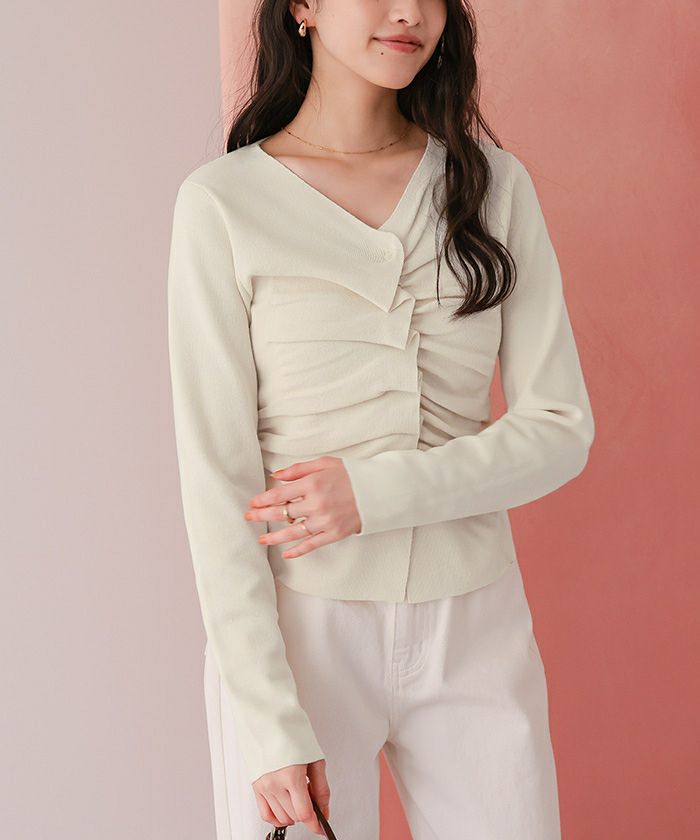 フロントギャザーニットトップス | titivate