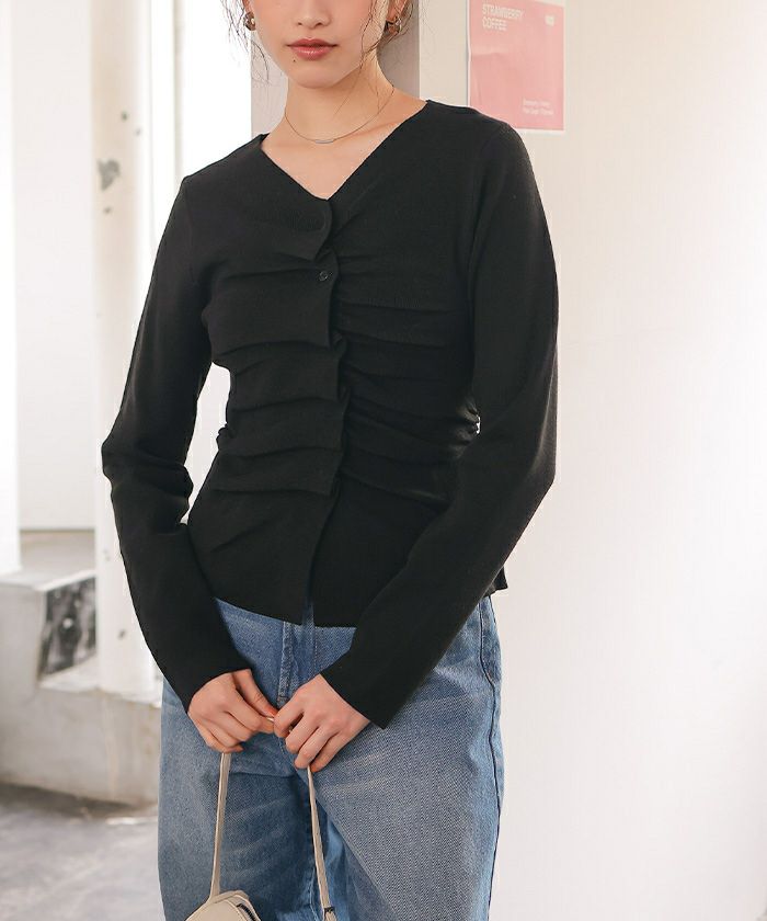 フロントギャザーニットトップス | titivate