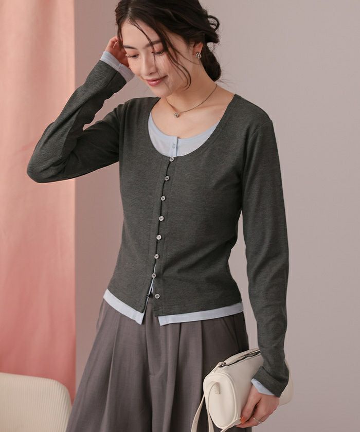 レイヤード風リブカットソートップス | titivate